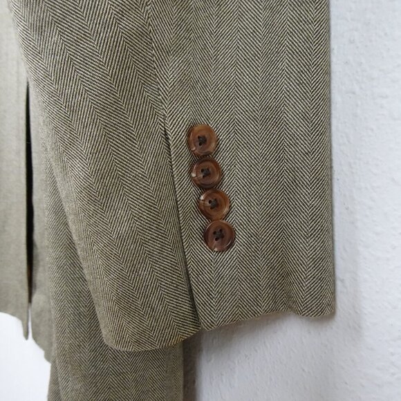 Ralph Lauren Sport Coat Blazer Jacket Men's Size 44L Brown Silk Herringbone - Picture 5 of 9